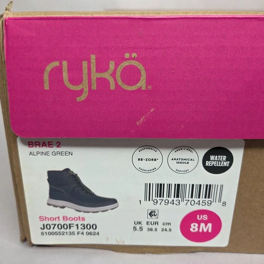 Ryka Brae 2 Alpine Green Faux Leather Short Boots, Size: 8 M